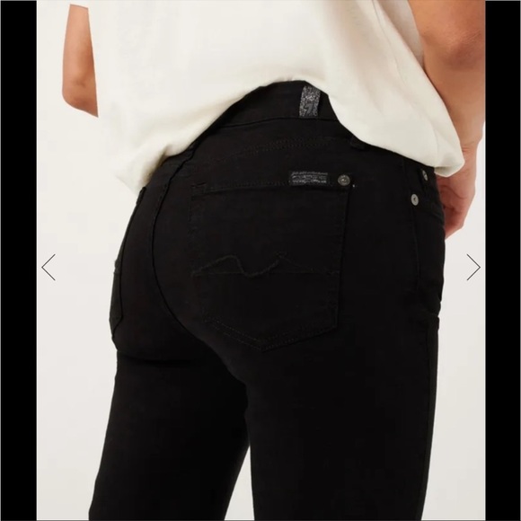 7 For All Mankind Mid-Rise Black Straight Leg Jeans, 30 - Picture 7 of 11